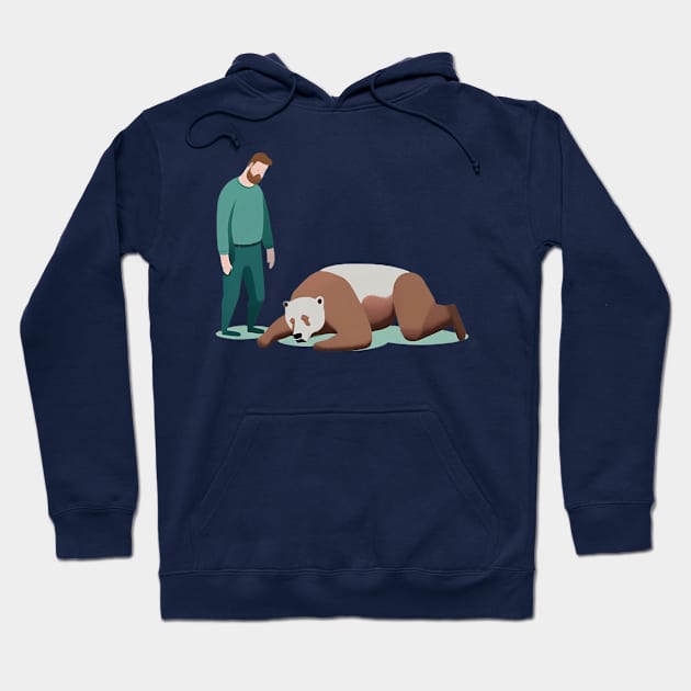 Playing Possum: When Humans and Bears Meet Hoodie by zoocostudio